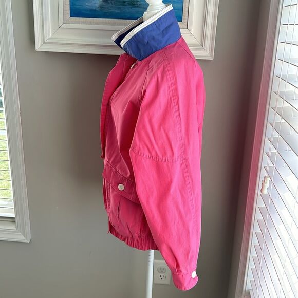 Vintage 80s Be in the Current Seen Hot Pink Lightweight Preppy Jacket Small - Picture 4 of 15